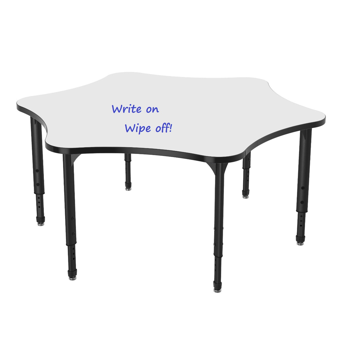 Apex Adjustable Height Collaborative Student Table with Dry Erase Laminate Markerboard Top, 60" 6 Star