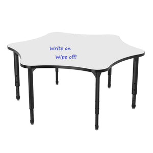 Apex Adjustable Height Collaborative Student Table with White Dry Erase Markerboard Top, 60" 6 Star