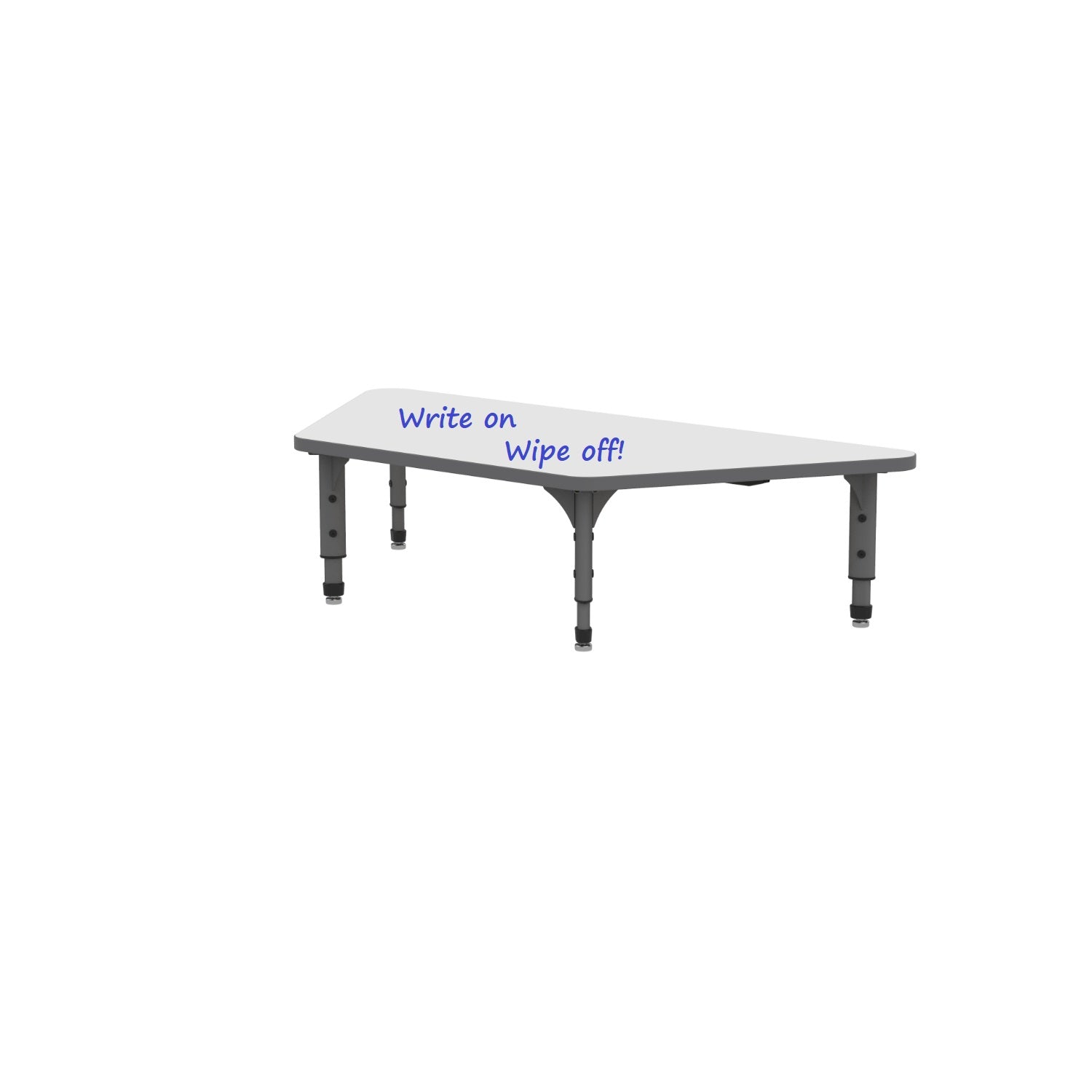 Adjustable Height Floor Activity Table with White Dry-Erase Markerboard Top, 30" x 60" Trapezoid