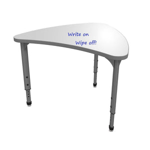 Apex White Dry Erase Classroom Desk and Chair Package, 6 Large Chevron Collaborative Student Desks with 6 Apex Stack Chairs