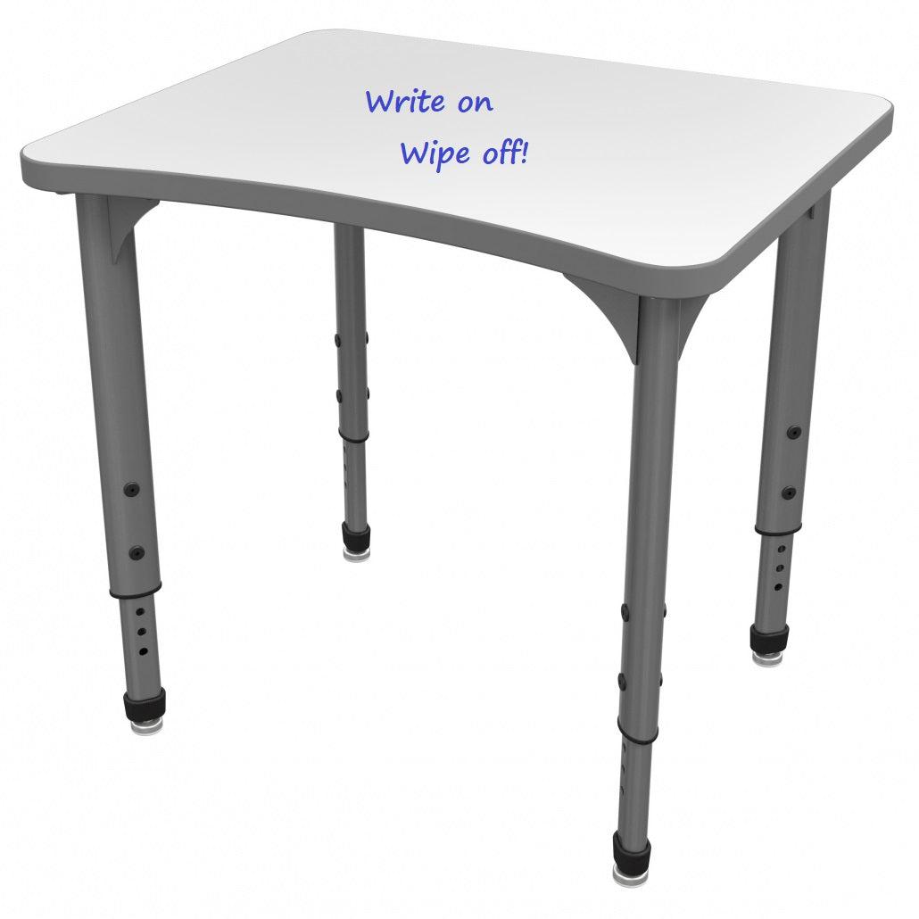 Apex Adjustable Height Collaborative Student Desk with Dry Erase Laminate Markerboard Top, 24" x 28" Curve