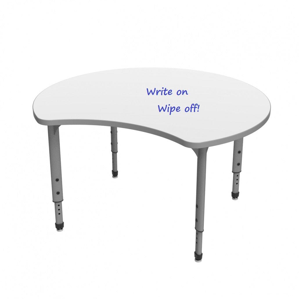 Apex Adjustable Height Collaborative Student Table with White Dry Erase Markerboard Top, 48" Scoop