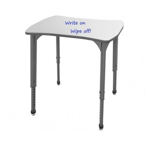 Apex White Dry Erase Classroom Desk and Chair Package, 20 Dog Bone Collaborative Student Desks with 20 Apex Stack Chairs