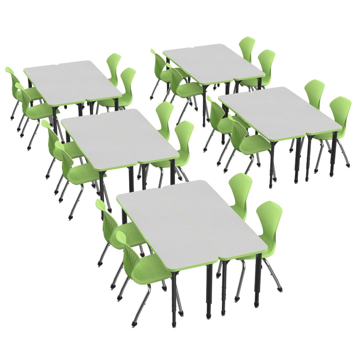 Rectangular School Desk Apex White Dry Erase Classroom Desk and Chair Package, 10 Rectangle 2 ...