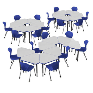 Apex White Dry Erase Classroom Desk and Chair Package, 20 Gem Collaborative Student Desks with 20  Apex Stack Chairs