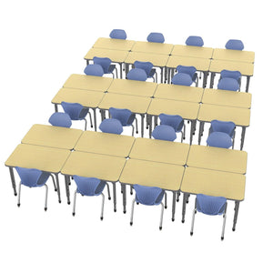 Apex Classroom Desk and Chair Package, 24 Rectangle Collaborative Student Desks, 24" x 36", with 24 Apex Stack Chairs
