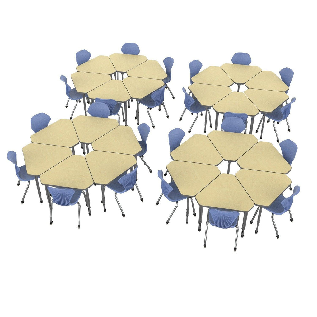 Apex Classroom Desk and Chair Package, 24 Gem Collaborative Student Desks with 24 Apex Stack Chairs