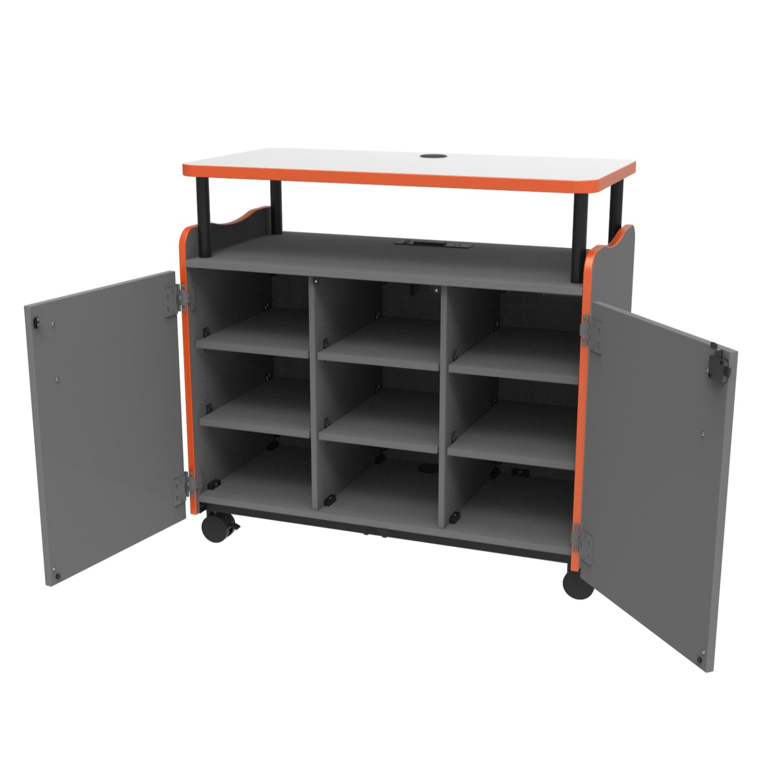 Horizon Makerspace Series Mobile Teachers Workstation with 6 Adjustable Shelves