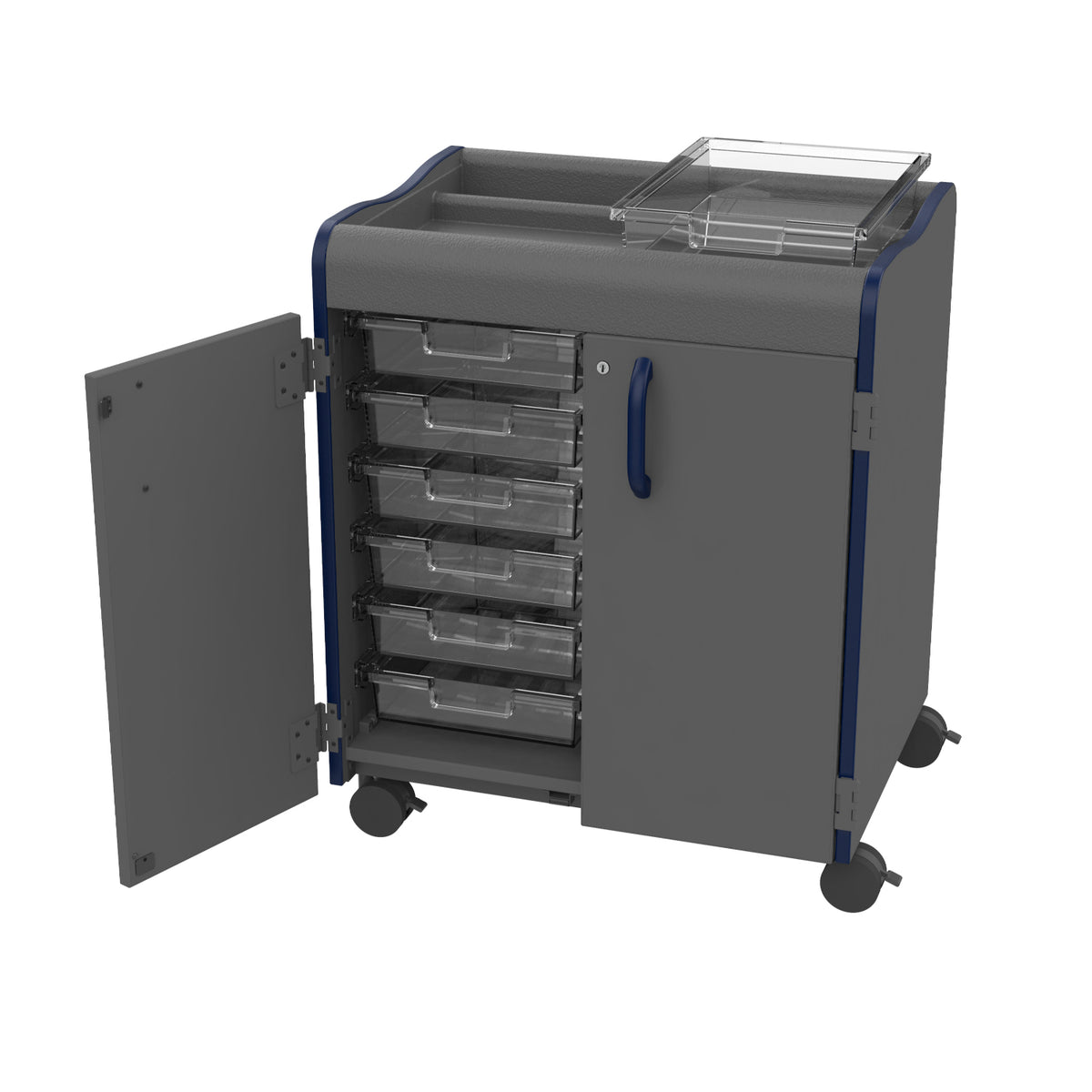 Horizon Makerspace Series 12-Tray Mobile Storage Cart with Doors