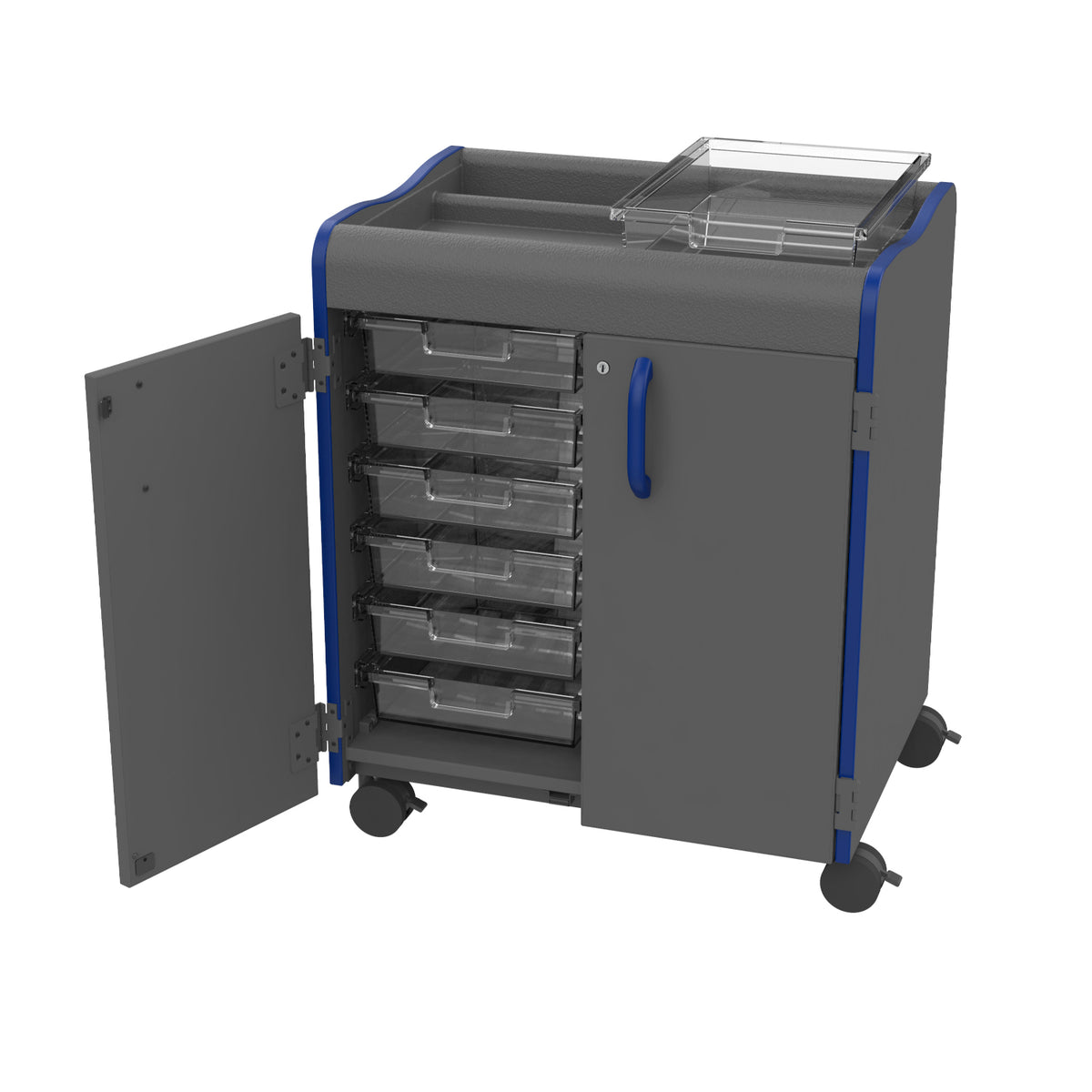Horizon Makerspace Series 12-Tray Mobile Storage Cart with Doors