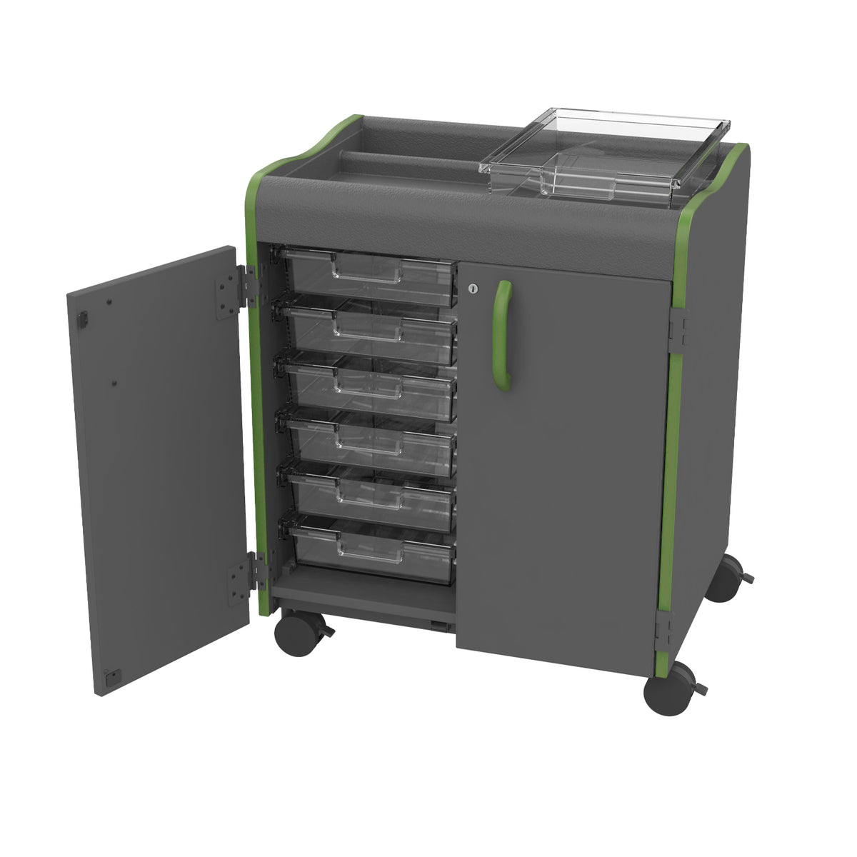 Horizon Makerspace Series 12-Tray Mobile Storage Cart with Doors
