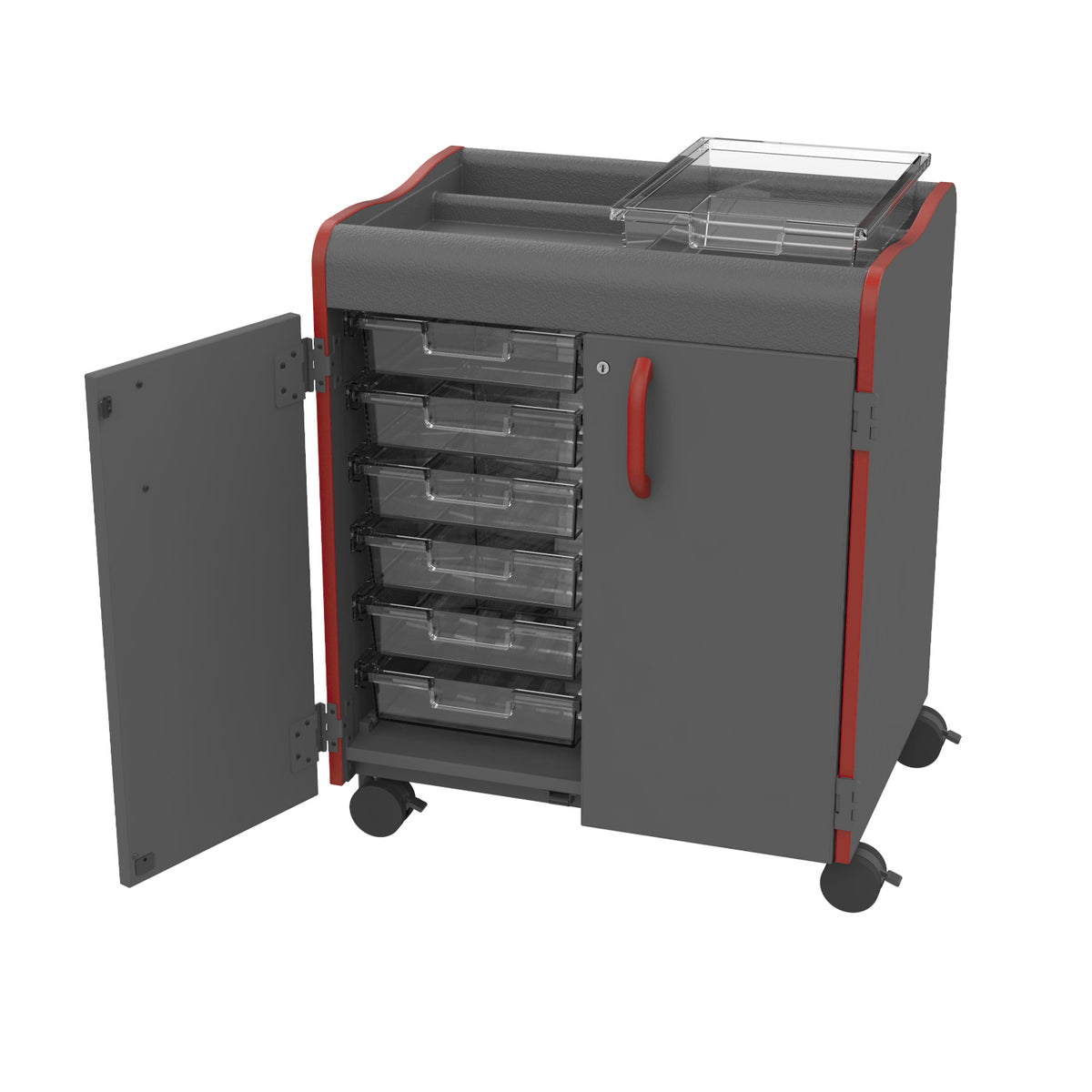 Horizon Makerspace Series 12-Tray Mobile Storage Cart with Doors