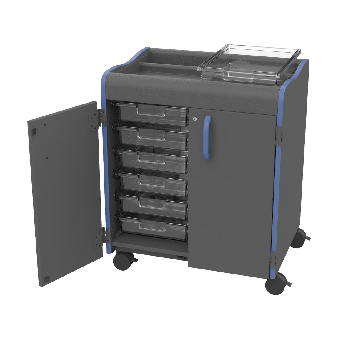 Horizon Makerspace Series 12-Tray Mobile Storage Cart with Doors