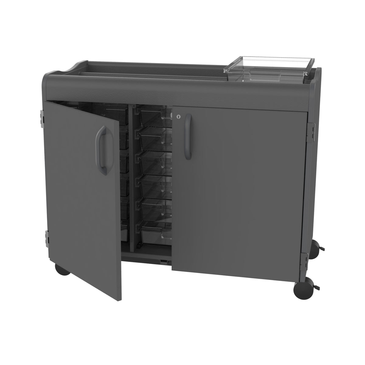 Horizon Makerspace Series 18-Tray Mobile Storage Cart with Doors