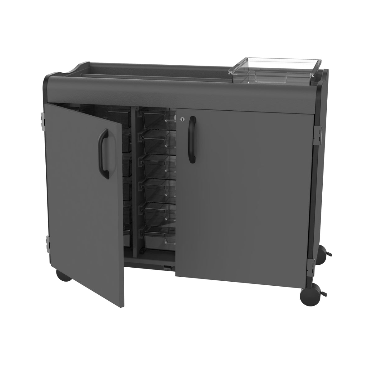 Horizon Makerspace Series 18-Tray Mobile Storage Cart with Doors