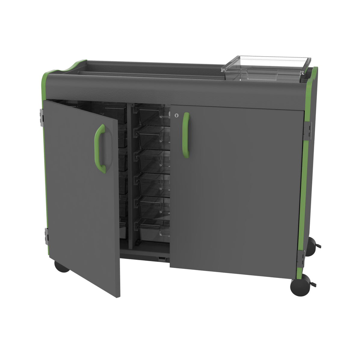 Horizon Makerspace Series 18-Tray Mobile Storage Cart with Doors