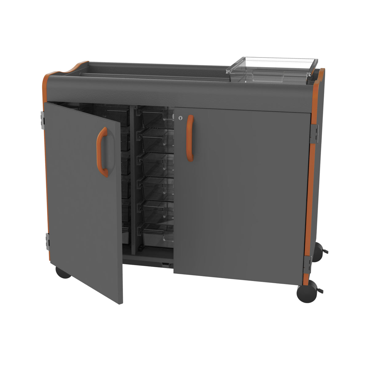 Horizon Makerspace Series 18-Tray Mobile Storage Cart with Doors