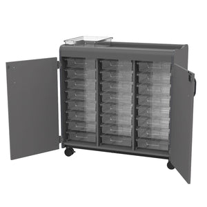 Horizon Makerspace Series 24-Tray Mobile Storage Cart with Doors