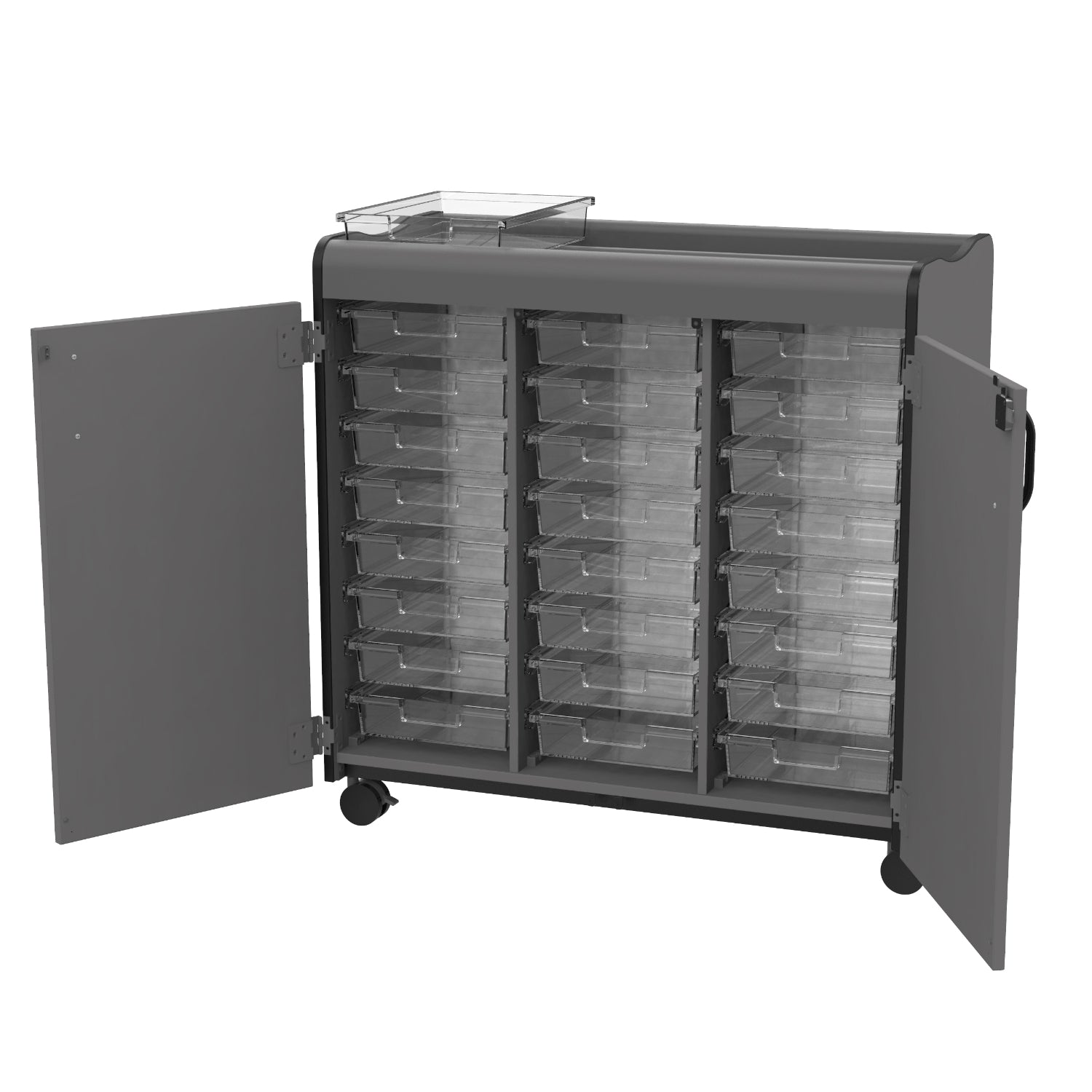 Horizon Makerspace Series 24-Tray Mobile Storage Cart with Doors
