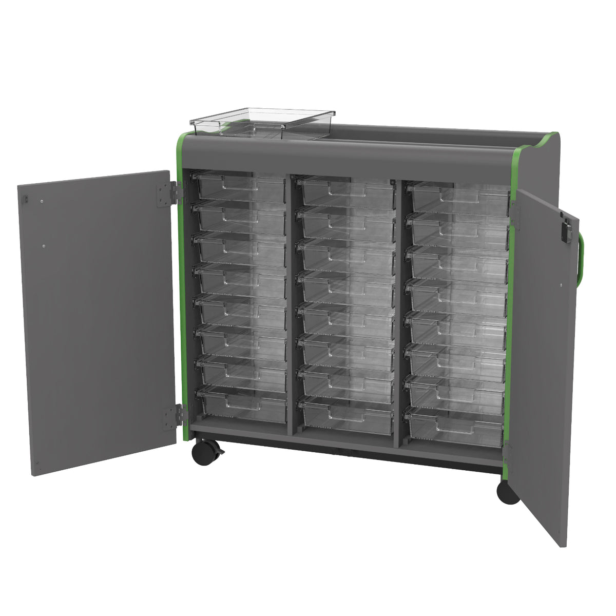 Horizon Makerspace Series 24-Tray Mobile Storage Cart with Doors