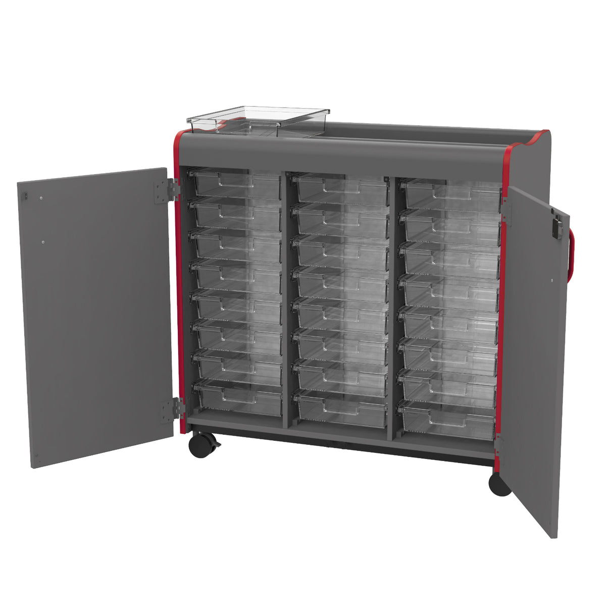 Horizon Makerspace Series 24-Tray Mobile Storage Cart with Doors
