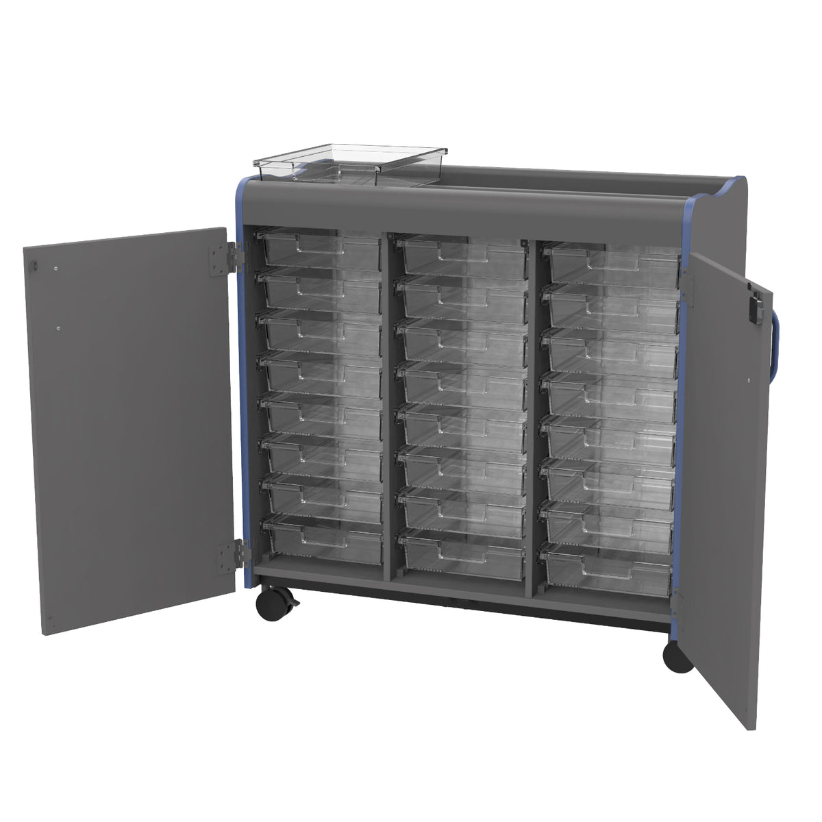 Horizon Makerspace Series 24-Tray Mobile Storage Cart with Doors