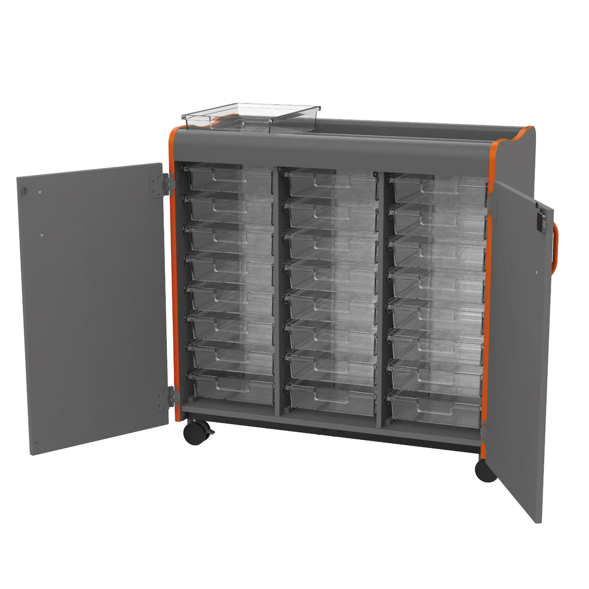 Horizon Makerspace Series 24-Tray Mobile Storage Cart with Doors