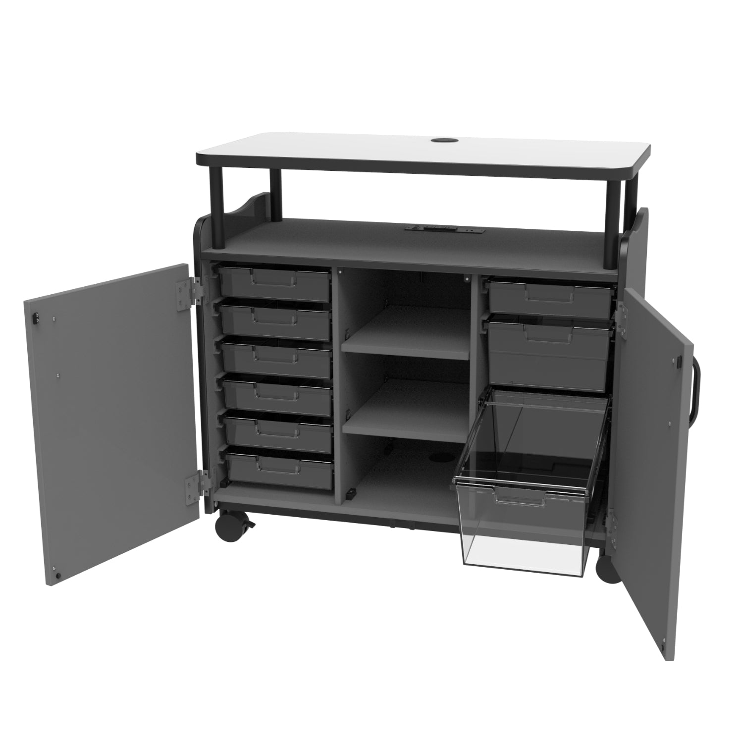 Horizon Makerspace Series Mobile Teachers Workstation with 9 Trays