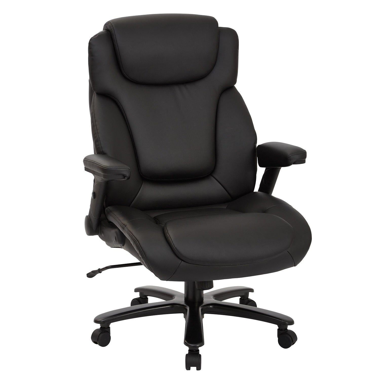 Big and Tall Deluxe High Back Bonded Leather Executive Chair with Padded Flip Arms