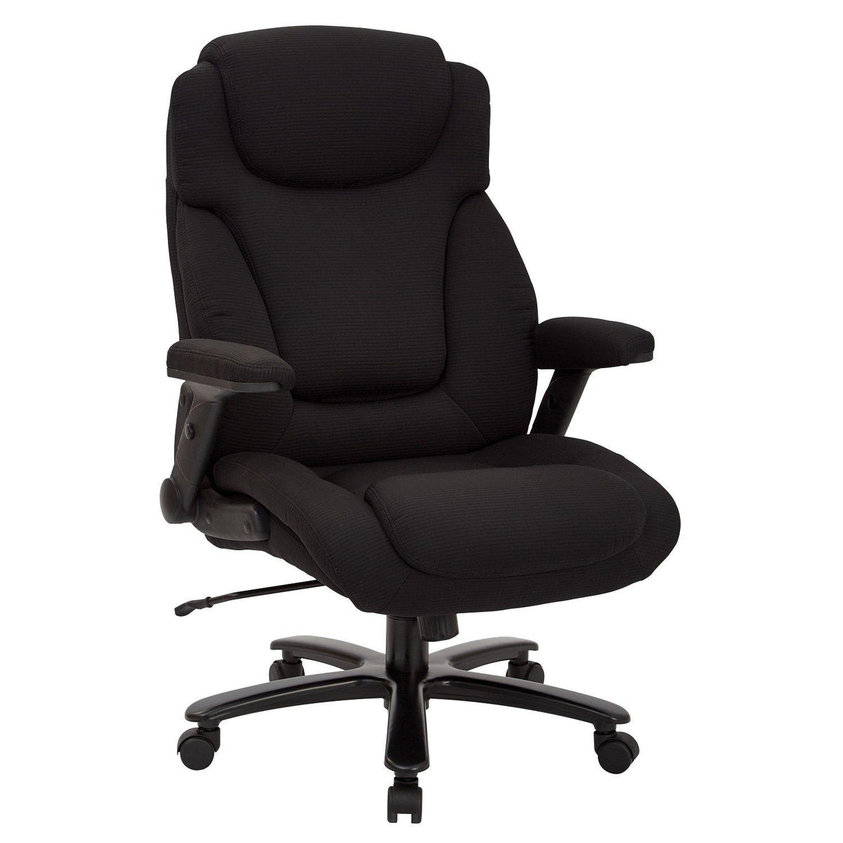 Big and Tall Deluxe High Back Black Fabric Executive Chair with Padded Flip Arms