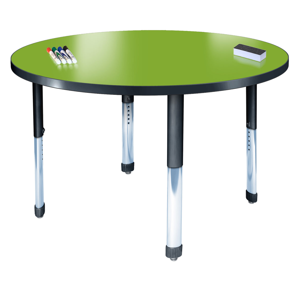 Aero Dry Erase Markerboard Activity Table, 48" Circle, Oval Adjustable Height Legs