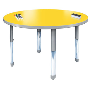 Aero Dry Erase Markerboard Activity Table, 36" Circle, Oval Adjustable Height Legs