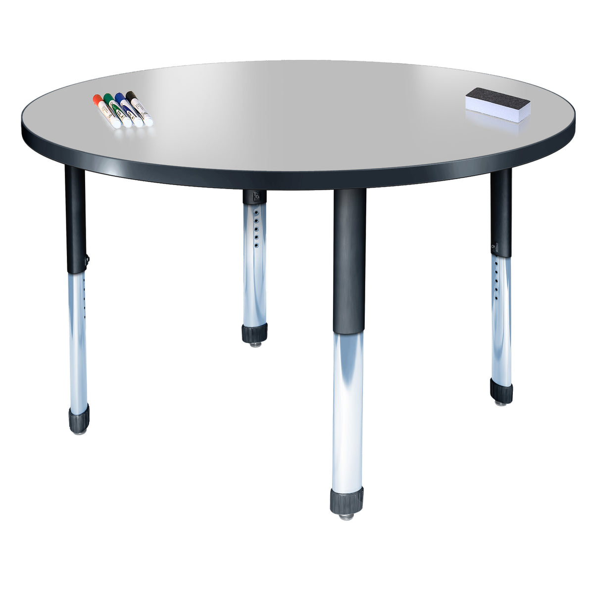 Aero Dry Erase Markerboard Activity Table, 36" Circle, Oval Adjustable Height Legs