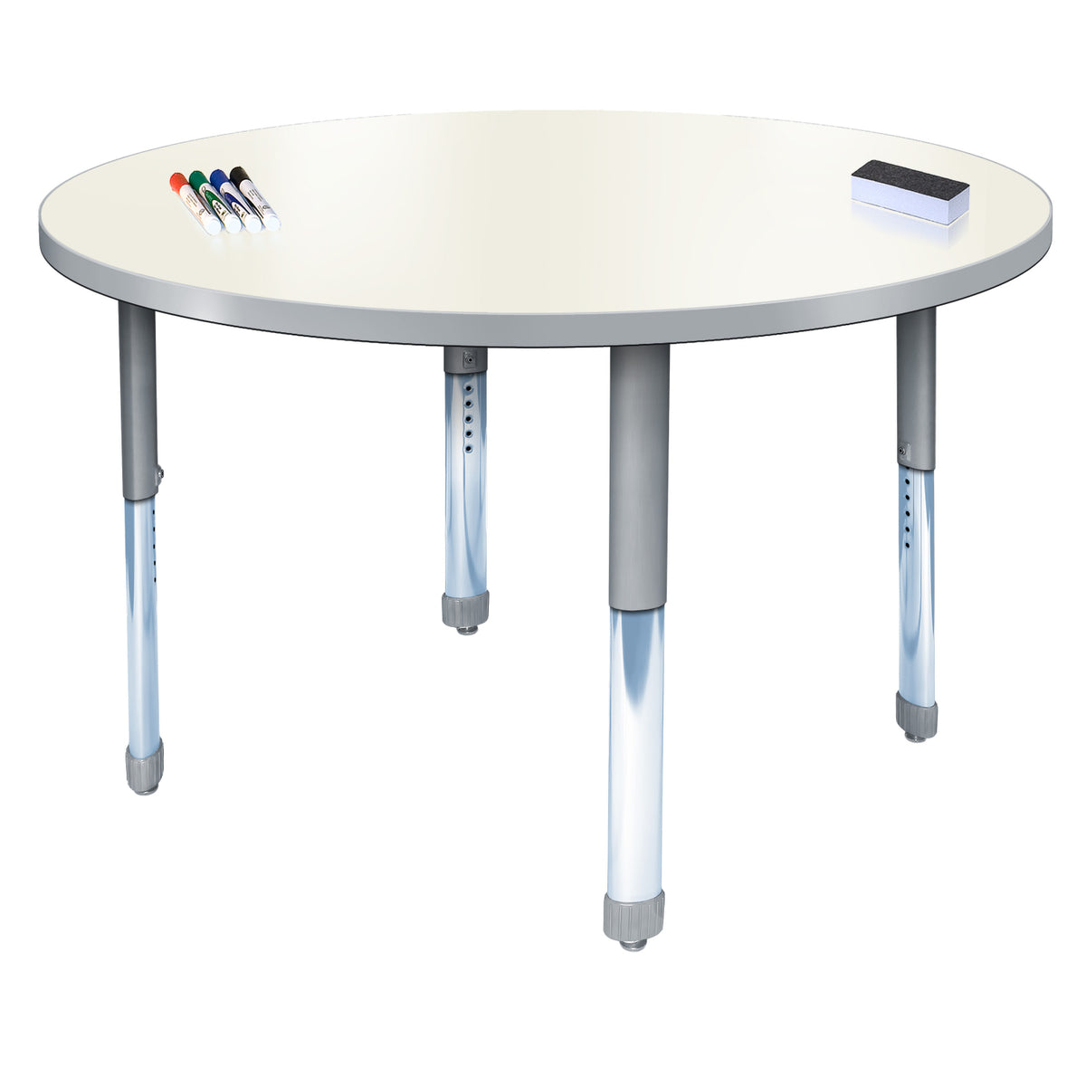 Aero Dry Erase Markerboard Activity Table, 48" Circle, Oval Adjustable Height Legs