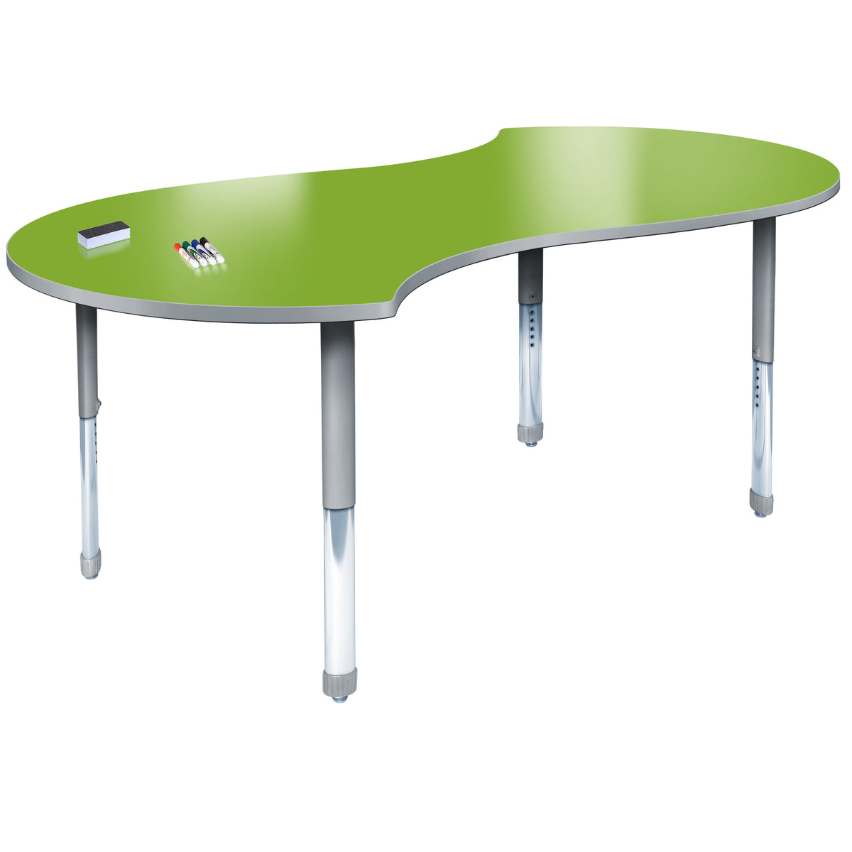 Aero Dry Erase Markerboard Activity Table, 42" x 72" Doodle, Oval Adjustable Height Legs