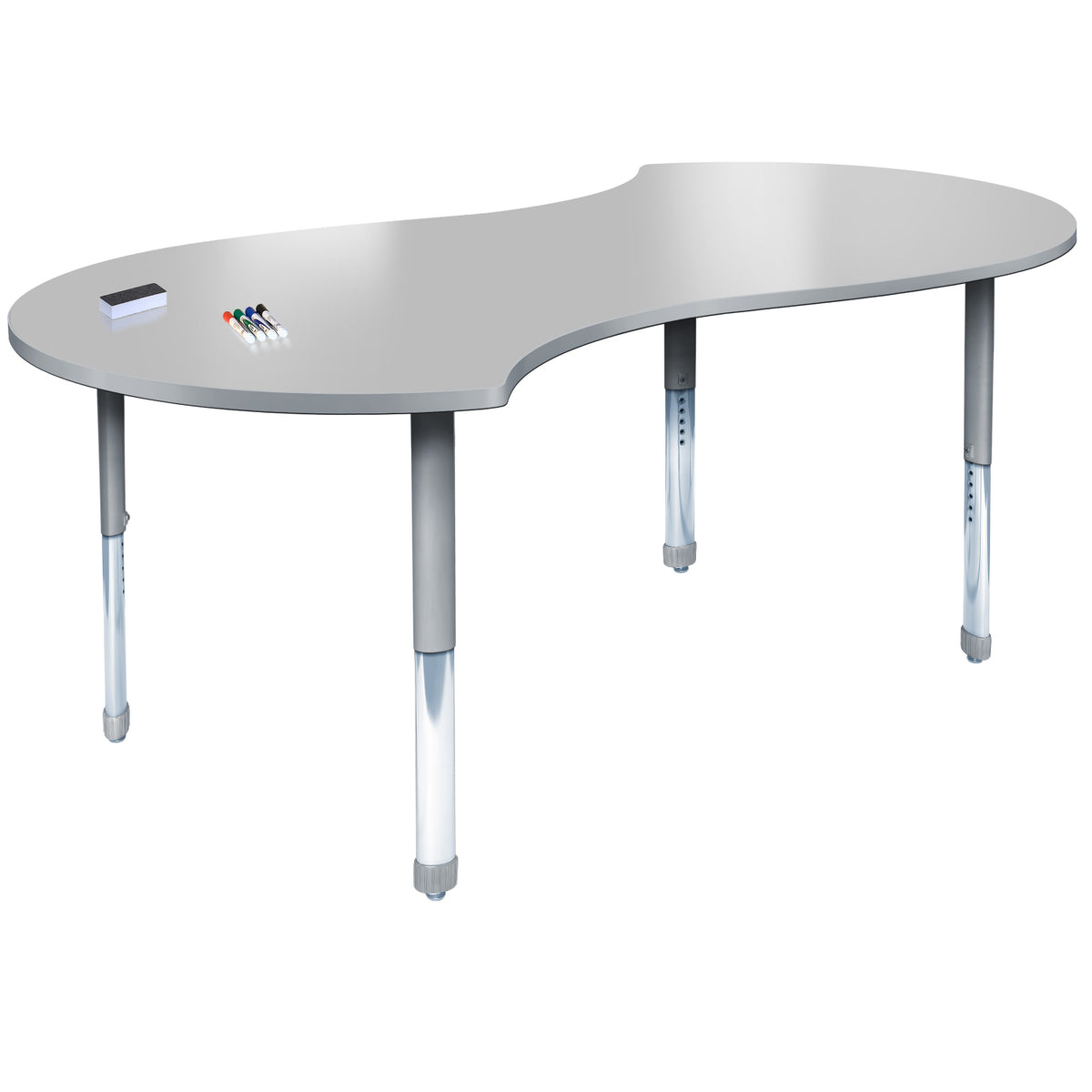 Aero Dry Erase Markerboard Activity Table, 42" x 72" Doodle, Oval Adjustable Height Legs