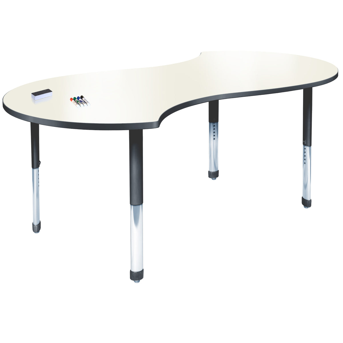 Aero Dry Erase Markerboard Activity Table, 42" x 72" Doodle, Oval Adjustable Height Legs