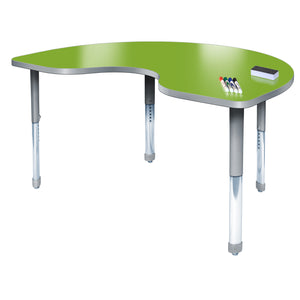 Aero Dry Erase Markerboard Activity Table, 36" x 72" Kidney, Oval Adjustable Height Legs