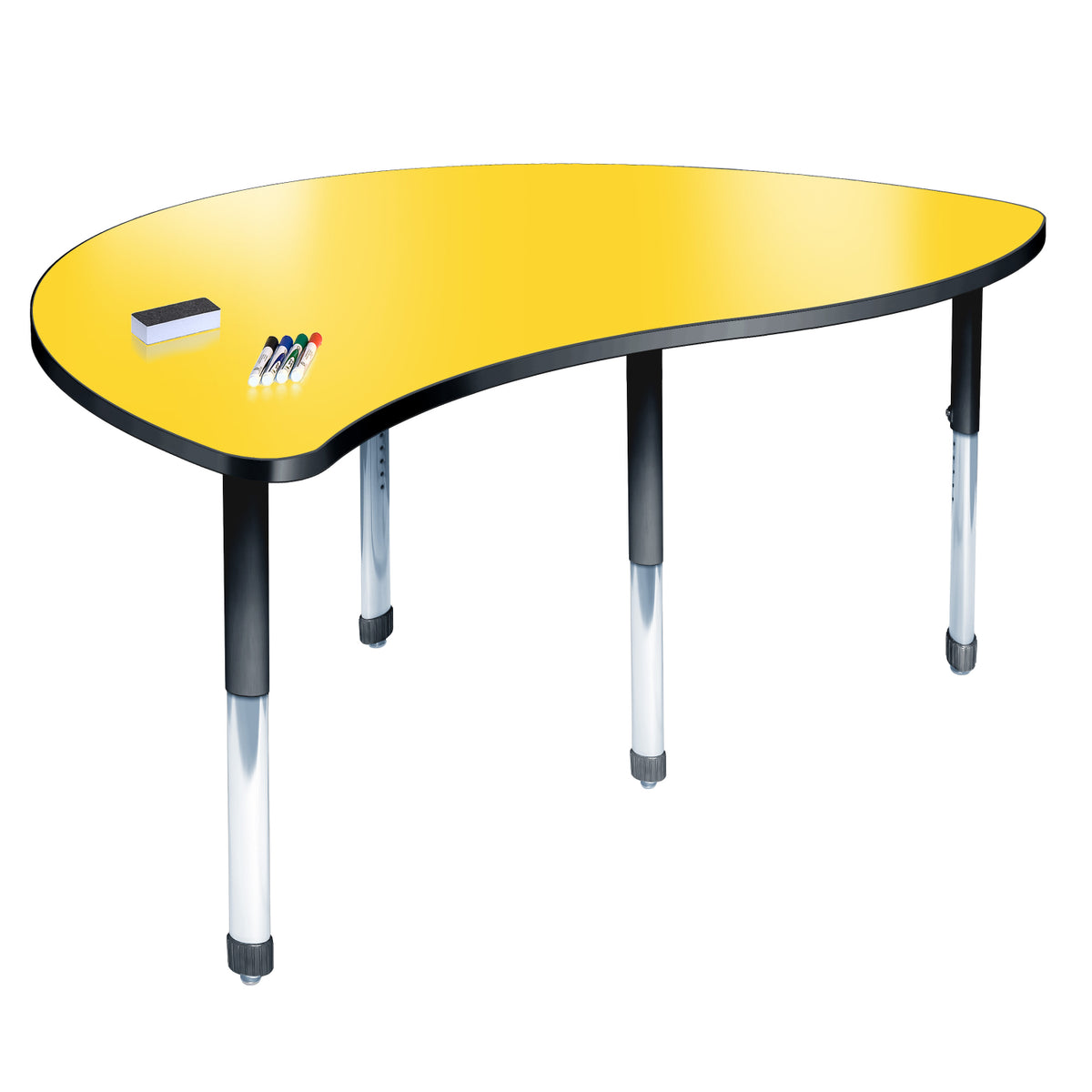 Aero Dry Erase Markerboard Activity Table, 30" x 60" Merge, Oval Adjustable Height Legs