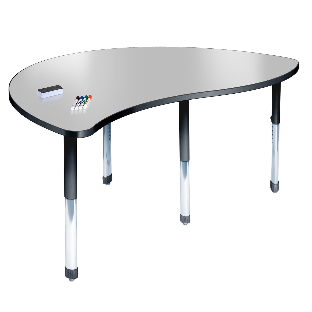 Aero Dry Erase Markerboard Activity Table, 30" x 48" Merge, Oval Adjustable Height Legs