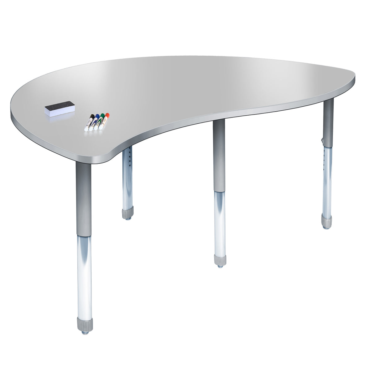 Aero Dry Erase Markerboard Activity Table, 30" x 60" Merge, Oval Adjustable Height Legs