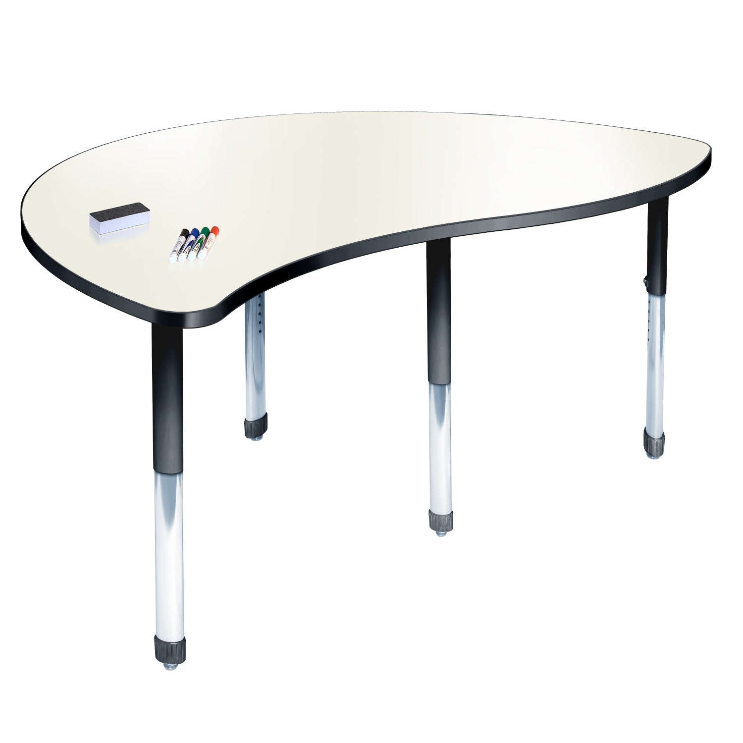 Aero Dry Erase Markerboard Activity Table, 30" x 60" Merge, Oval Adjustable Height Legs