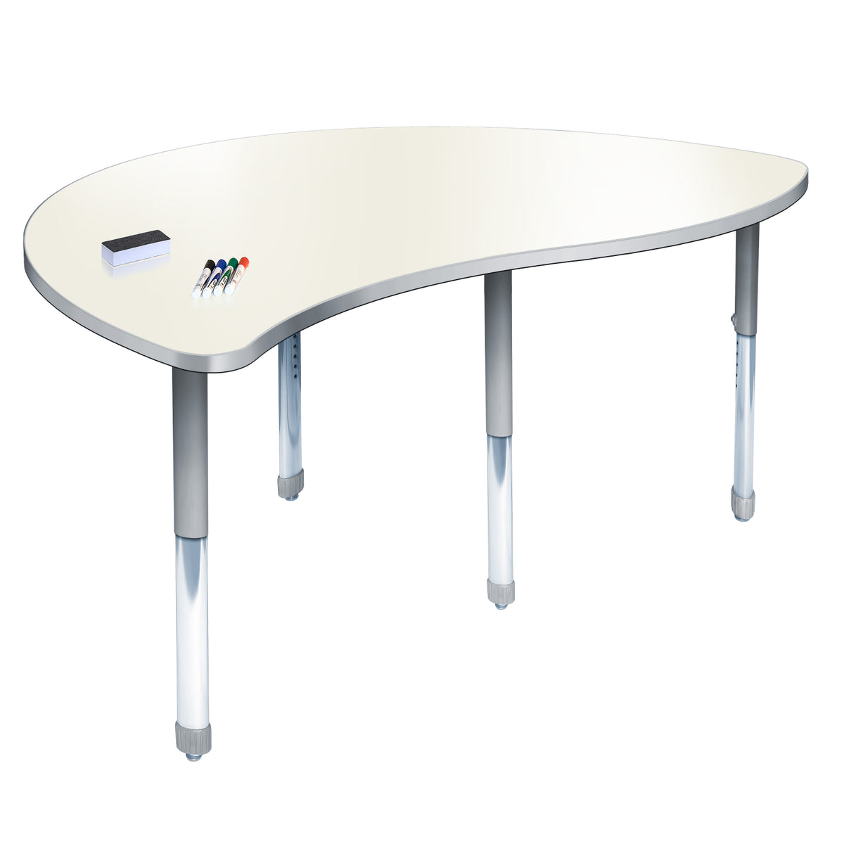 Aero Dry Erase Markerboard Activity Table, 30" x 48" Merge, Oval Adjustable Height Legs