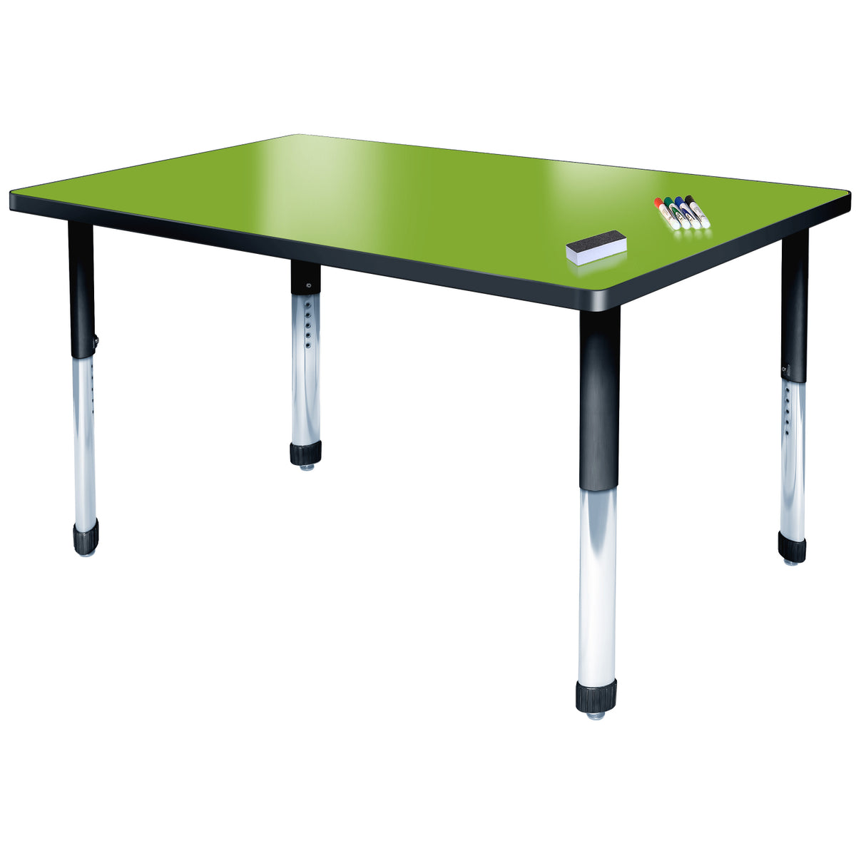 Aero Dry Erase Markerboard Activity Table, 36" x 60" Rectangle, Oval Adjustable Height Legs