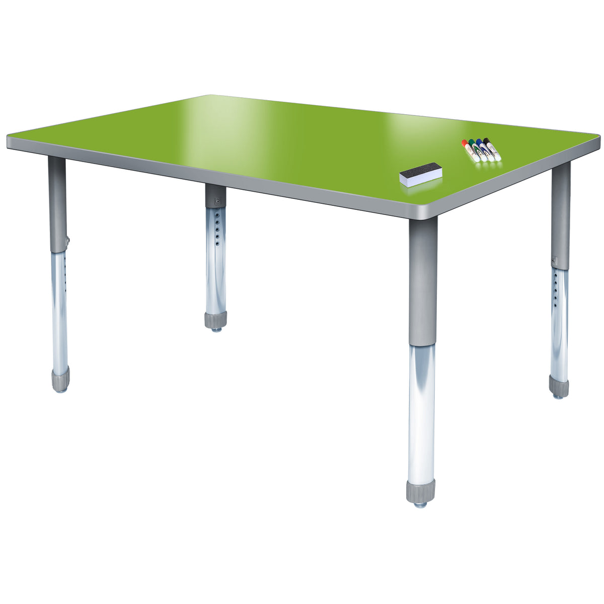 Aero Dry Erase Markerboard Activity Table, 24" x 60" Rectangle, Oval Adjustable Height Legs