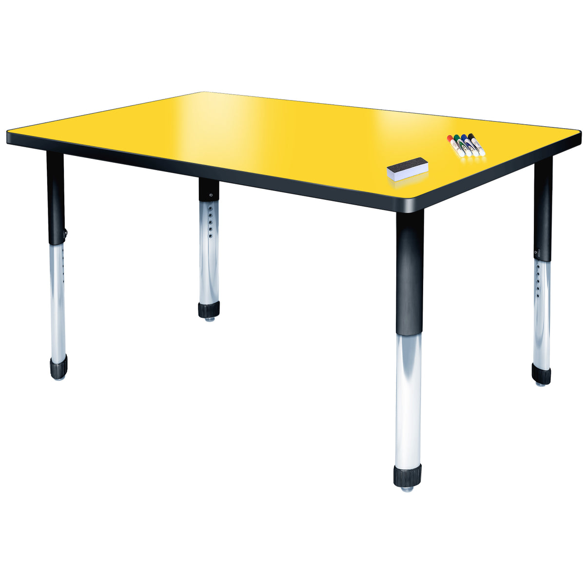 Aero Dry Erase Markerboard Activity Table, 24" x 60" Rectangle, Oval Adjustable Height Legs