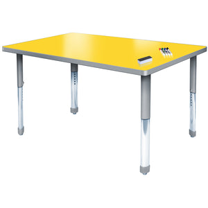Aero Dry Erase Markerboard Activity Table, 36" x 60" Rectangle, Oval Adjustable Height Legs