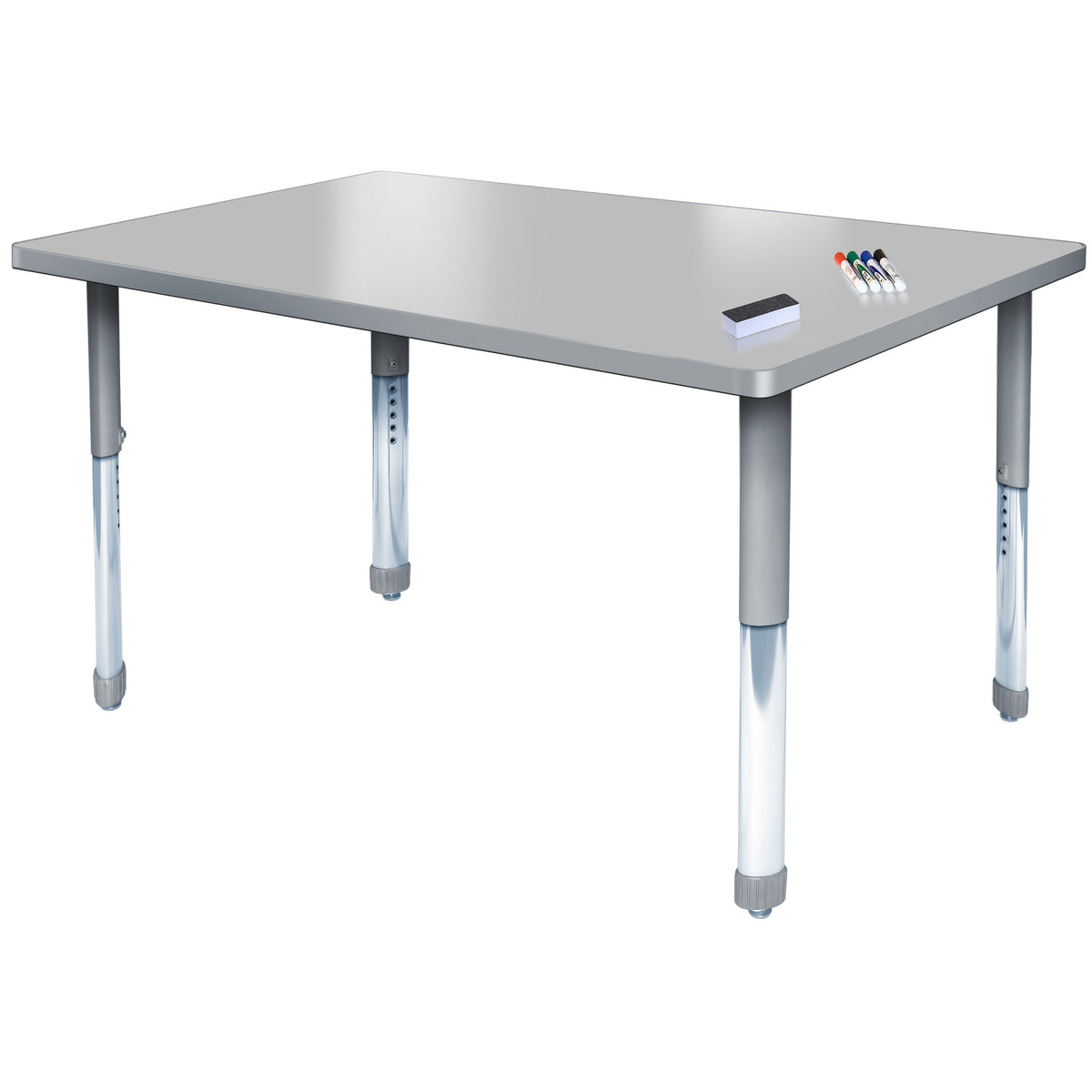 Aero Dry Erase Markerboard Activity Table, 24" x 60" Rectangle, Oval Adjustable Height Legs