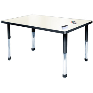 Aero Dry Erase Markerboard Activity Table, 24" x 60" Rectangle, Oval Adjustable Height Legs