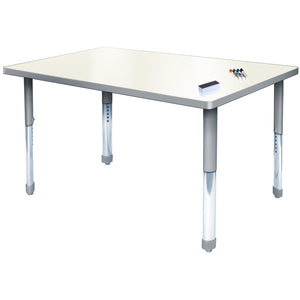 Aero Dry Erase Markerboard Activity Table, 36" x 72" Rectangle, Oval Adjustable Height Legs